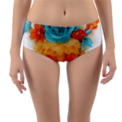 Spring Flowers Reversible Mid-waist Bikini Bottoms by LW41021