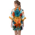 Spring Flowers Half Sleeve Satin Kimono  View2