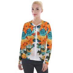 Spring Flowers Velvet Zip Up Jacket by LW41021