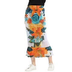 Spring Flowers Maxi Fishtail Chiffon Skirt by LW41021