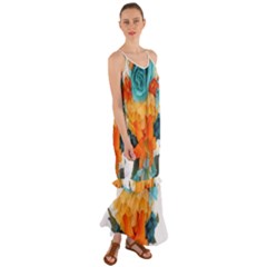 Spring Flowers Cami Maxi Ruffle Chiffon Dress by LW41021