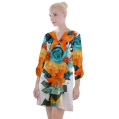 Spring Flowers Open Neck Shift Dress by LW41021