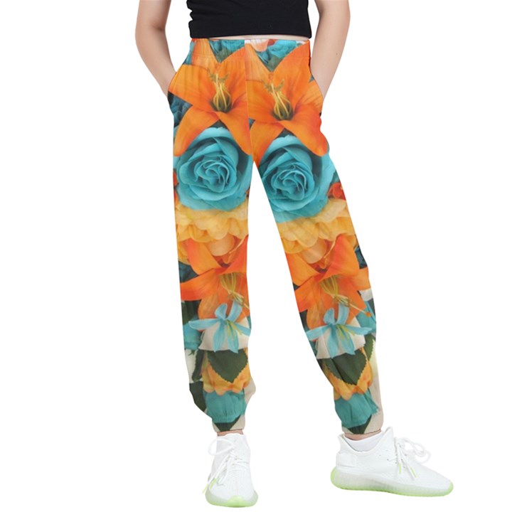 Spring Flowers Kids  Elastic Waist Pants