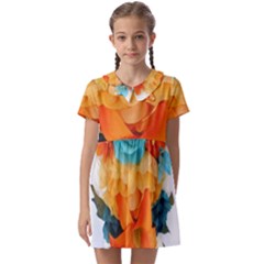 Spring Flowers Kids  Asymmetric Collar Dress by LW41021