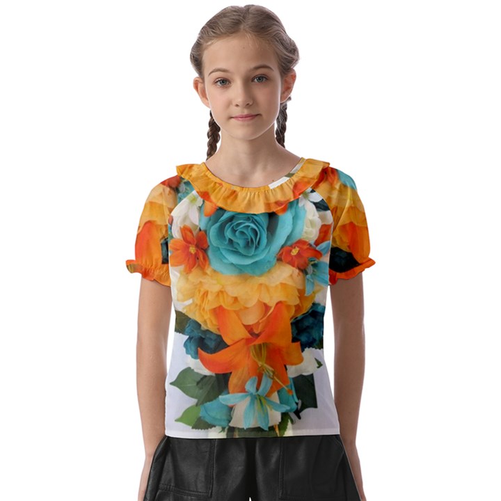 Spring Flowers Kids  Frill Chiffon Blouse