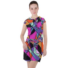 Abstract  Drawstring Hooded Dress