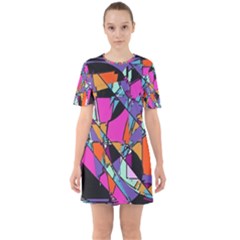 Abstract  Sixties Short Sleeve Mini Dress by LW41021