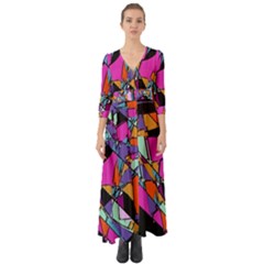 Abstract  Button Up Boho Maxi Dress by LW41021