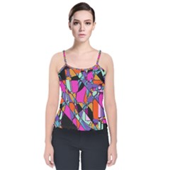 Abstract  Velvet Spaghetti Strap Top