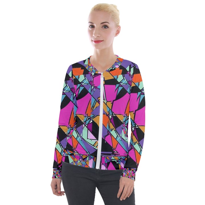 Abstract  Velvet Zip Up Jacket