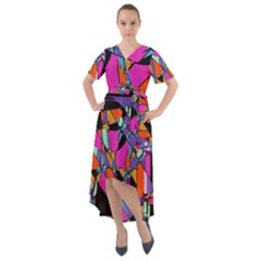 Abstract  Front Wrap High Low Dress by LW41021