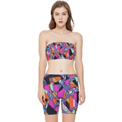 Abstract  Stretch Shorts And Tube Top Set by LW41021