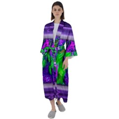 Feathery Winds Maxi Satin Kimono