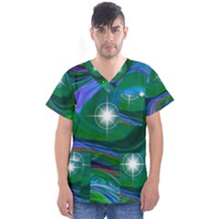 Night Sky Men s V-neck Scrub Top