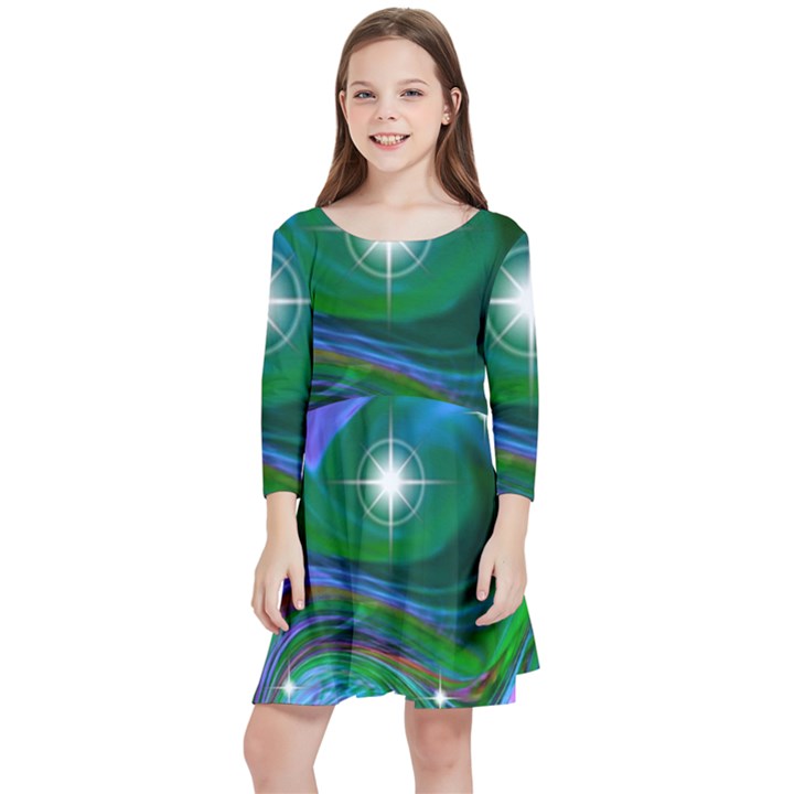 Night Sky Kids  Quarter Sleeve Skater Dress