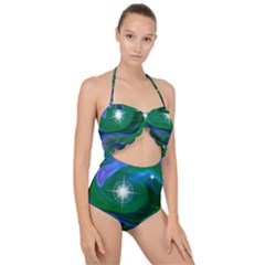 Night Sky Scallop Top Cut Out Swimsuit