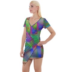 Prisma Colors Short Sleeve Asymmetric Mini Dress by LW41021