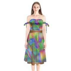 Prisma Colors Shoulder Tie Bardot Midi Dress by LW41021