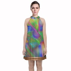 Prisma Colors Velvet Halter Neckline Dress 