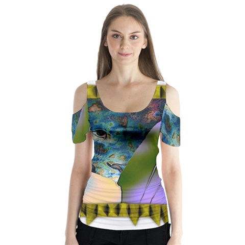 Jungle Lion Butterfly Sleeve Cutout Tee  by LW41021