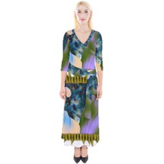 Jungle Lion Quarter Sleeve Wrap Maxi Dress by LW41021