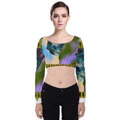 Jungle Lion Velvet Long Sleeve Crop Top by LW41021