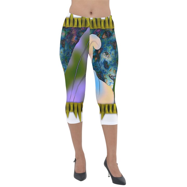 Jungle Lion Lightweight Velour Capri Leggings 