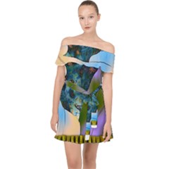 Jungle Lion Off Shoulder Chiffon Dress by LW41021