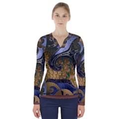 Sea Of Wonder V-neck Long Sleeve Top by LW41021