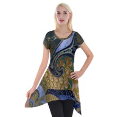 Sea Of Wonder Short Sleeve Side Drop Tunic by LW41021