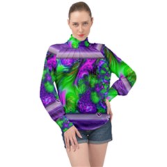 Feathery Winds High Neck Long Sleeve Chiffon Top by LW41021