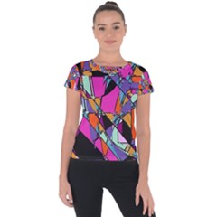 Abstract Short Sleeve Sports Top  by LW41021