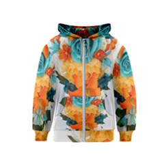 Spring Flowers Kids  Zipper Hoodie by LW41021