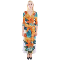 Spring Flowers Quarter Sleeve Wrap Maxi Dress by LW41021