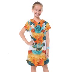 Spring Flowers Kids  Drop Waist Dress by LW41021