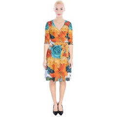 Spring Flowers Wrap Up Cocktail Dress by LW41021