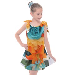 Spring Flowers Kids  Tie Up Tunic Dress