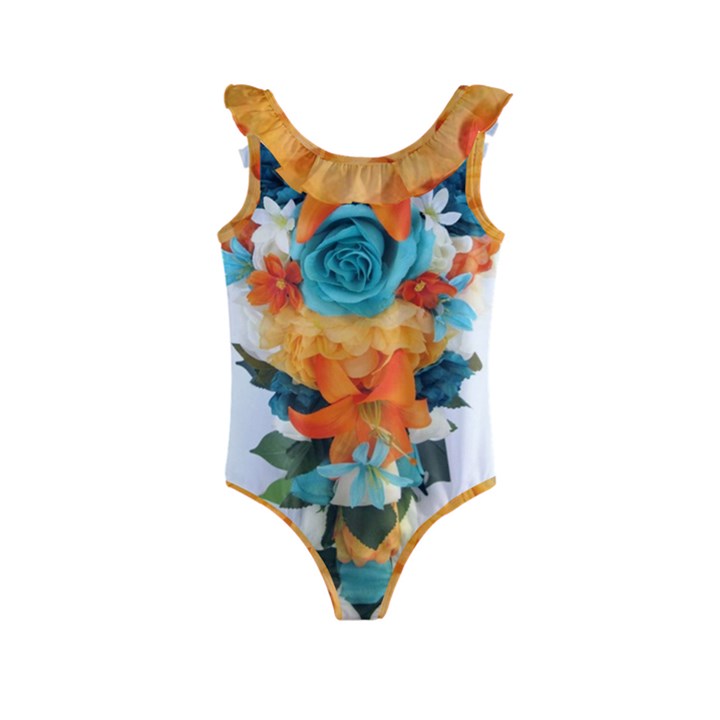 Spring Flowers Kids  Frill Swimsuit