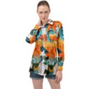 Spring Flowers Long Sleeve Satin Shirt View1