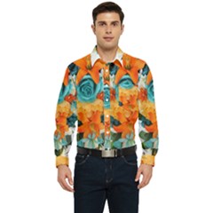 Spring Flowers Men s Long Sleeve Pocket Shirt  by LW41021