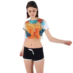 Spring Flowers Tie Back Short Sleeve Crop Tee by LW41021