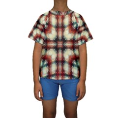 Royal Plaid Kids  Short Sleeve Swimwear by LW41021