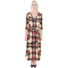 Royal Plaid Quarter Sleeve Wrap Maxi Dress by LW41021