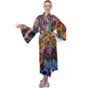 Colored summer Maxi Velour Kimono View1