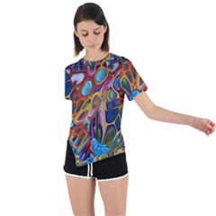 Colored Summer Asymmetrical Short Sleeve Sports Tee