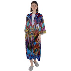 Colored Summer Maxi Satin Kimono by Galinka