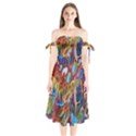 Colored summer Shoulder Tie Bardot Midi Dress View1