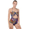 Colored summer Scallop Top Cut Out Swimsuit View1