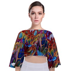 Colored Summer Tie Back Butterfly Sleeve Chiffon Top