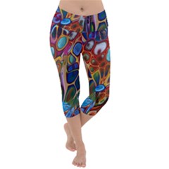 Colored Summer Lightweight Velour Capri Yoga Leggings by Galinka